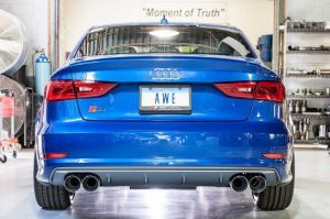 AWE Tuning Audi S3 Track Edition Exhaust with Chrome Silver Tips, 102mm