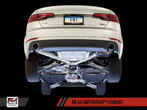 AWE Tuning B9 A4 SwitchPath Exhaust, Dual Outlet - Chrome Silver Tips