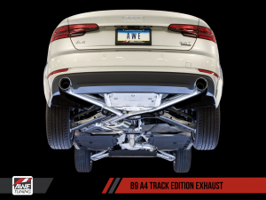AWE Tuning B9 A4 Track Exhaust, Dual Outlet - Chrome Silver Tips