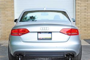 AWE Tuning Touring Edition A4 Exhaust System - Quad 90mm (3.54in) Slash Cut Diamond Black Tips