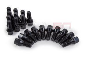Conical Seat Wheel Bolt Black - 14x1.5x 27mm Length - 20 Pack