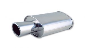 streetpower oval muffler w 4 round angle cut tip 2 5 inlet