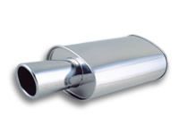 streetpower oval muffler w 4 round angle cut tip 3 inlet